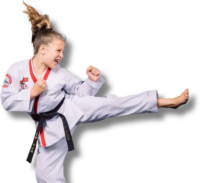Student performing a kick