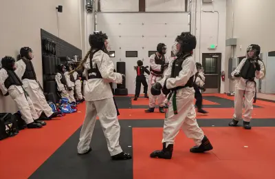 Martial arts students during training